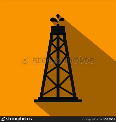 Oil rig icon. Flat illustration of oil rig vector icon for web isolated on yellow background. Oil rig icon, flat style