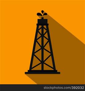 Oil rig icon. Flat illustration of oil rig vector icon for web isolated on yellow background. Oil rig icon, flat style