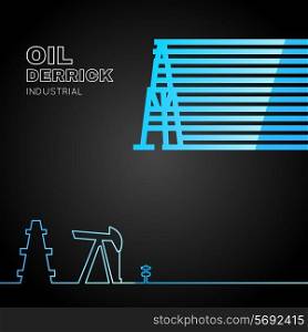 Oil rig icon in line design over dark background. Vector illustration.