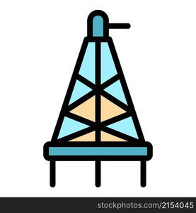 Oil rig icon. Outline oil rig vector icon color flat isolated. Oil rig icon color outline vector