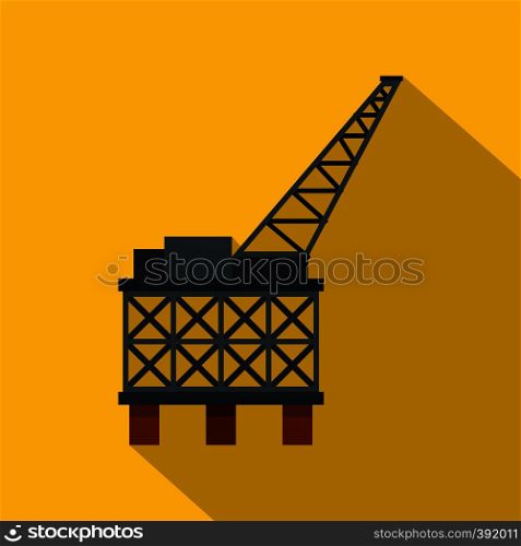 Oil rig platform icon. Flat illustration of oil rig platform vector icon for web isolated on yellow background. Oil rig platform icon, flat style