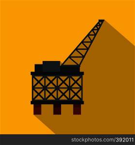 Oil rig platform icon. Flat illustration of oil rig platform vector icon for web isolated on yellow background. Oil rig platform icon, flat style