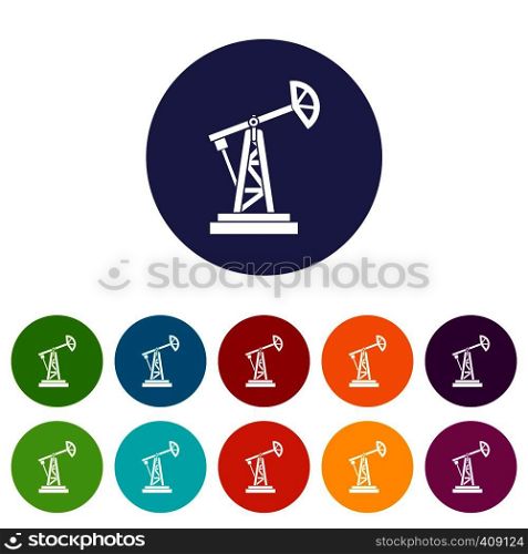 Oil rig set icons in different colors isolated on white background. Oil rig set icons