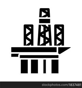 Oil Sea Platform Icon. Black Stencil Design. Vector Illustration.