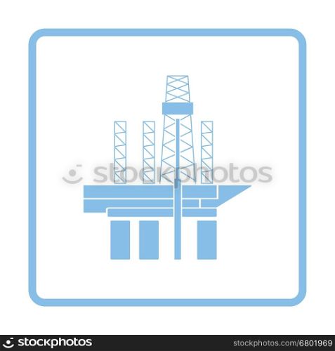 Oil sea platform icon. Blue frame design. Vector illustration.