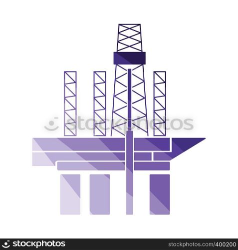 Oil sea platform icon. Flat color design. Vector illustration.