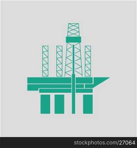 Oil sea platform icon. Gray background with green. Vector illustration.