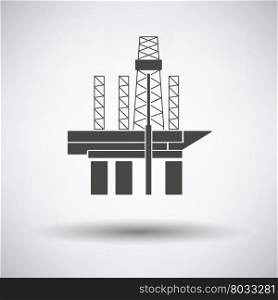 Oil sea platform icon on gray background, round shadow. Vector illustration.