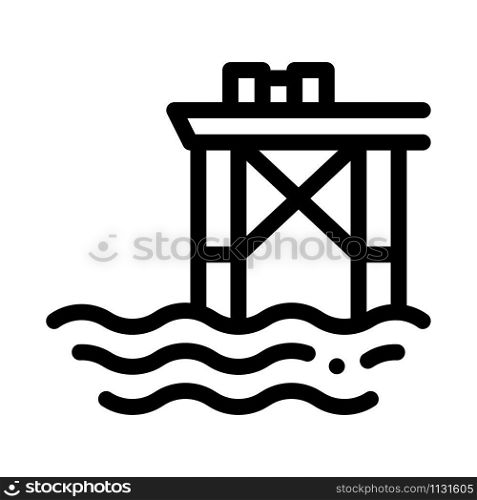 Oil Sea Platform Icon Vector. Outline Oil Sea Platform Sign. Isolated Contour Symbol Illustration. Oil Sea Platform Icon Vector Outline Illustration