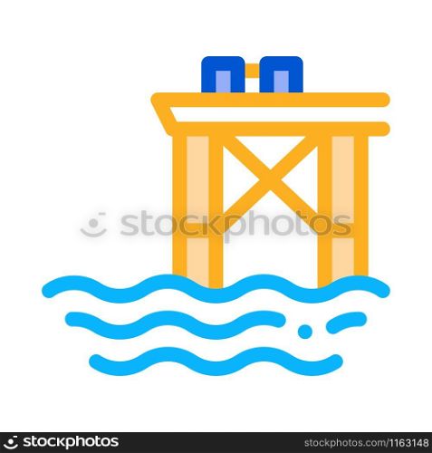 Oil Sea Platform Icon Vector. Outline Oil Sea Platform Sign. Isolated Contour Symbol Illustration. Oil Sea Platform Icon Vector Outline Illustration