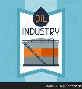 Oil storage tank background. Industrial illustration in flat style.