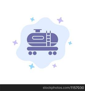 Oil, Tank, Pollution Blue Icon on Abstract Cloud Background