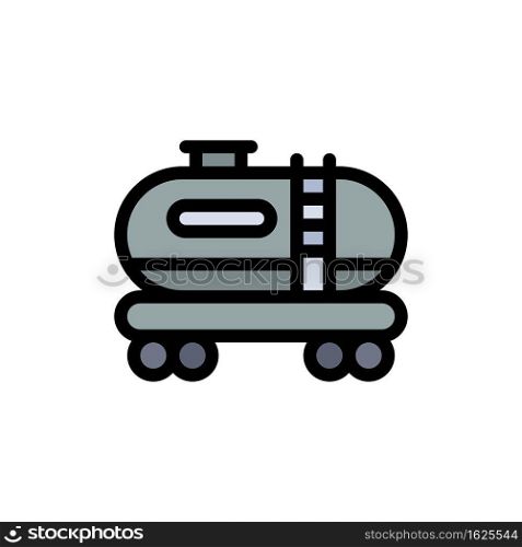 Oil, Tank, Pollution  Flat Color Icon. Vector icon banner Template