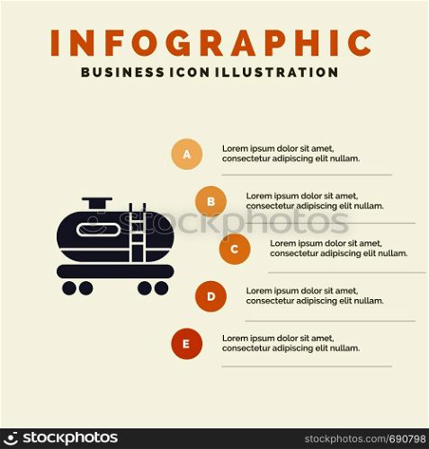 Oil, Tank, Pollution Solid Icon Infographics 5 Steps Presentation Background