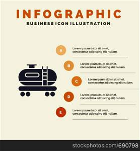 Oil, Tank, Pollution Solid Icon Infographics 5 Steps Presentation Background