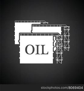 Oil tank storage icon. Black background with white. Vector illustration.