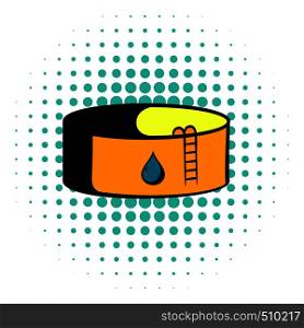 Oil tank storage icon in comics style on a white background. Oil tank storage icon, comics style