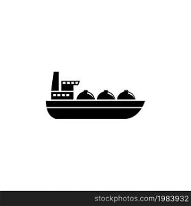 Oil tanker Ship, Gas Boat Transportation. Flat Vector Icon illustration. Simple black symbol on white background. Oil tanker Ship, Gas Transportation sign design template for web and mobile UI element. Oil tanker Ship, Gas Boat Transportation Flat Vector Icon