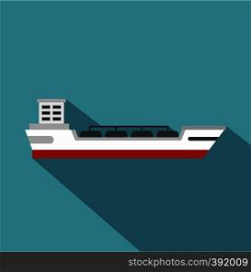 Oil tanker ship icon. Flat illustration of oil tanker ship vector icon for web isolated on baby blue background. Oil tanker ship icon, flat style