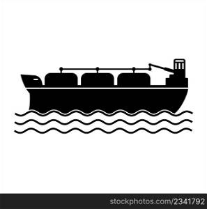 Oil Tanker Ship Icon, Liquid, Water, Petroleum, Chemical Product Shipping Vessel, Transport Icon Vector Art Illustration
