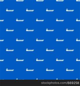 Oil tanker ship pattern repeat seamless in blue color for any design. Vector geometric illustration. Oil tanker ship pattern seamless blue
