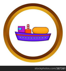 Oil tanker vector icon in golden circle, cartoon style isolated on white background. Oil tanker vector icon