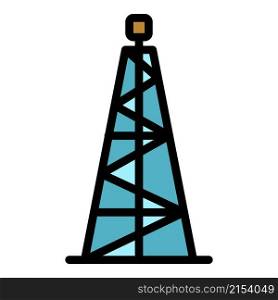 Oil tower icon. Outline oil tower vector icon color flat isolated. Oil tower icon color outline vector