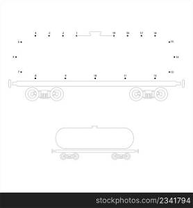 Oil Train Car Icon Connect The Dots, Train Cargo, Oil Liquid Railcar Carriage Vector Art Illustration, Puzzle Game Containing A Sequence Of Numbered Dots