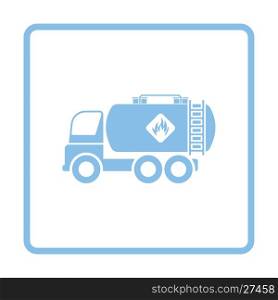 Oil truck icon. Blue frame design. Vector illustration.