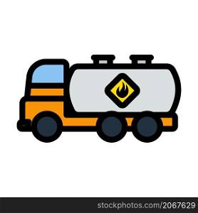 Oil Truck Icon. Editable Bold Outline With Color Fill Design. Vector Illustration.