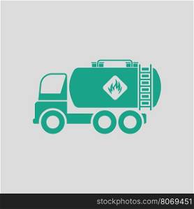 Oil truck icon. Gray background with green. Vector illustration.