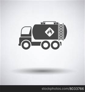 Oil truck icon on gray background, round shadow. Vector illustration.