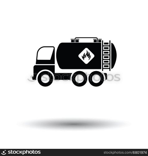 Oil truck icon. White background with shadow design. Vector illustration.