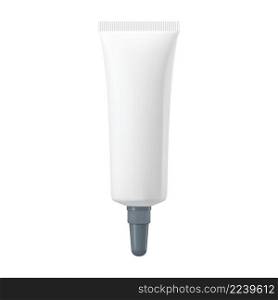 Ointment tube. Glue gel packaging vector mockup. Superglue tube with long nozzle, small plastic package of cyanoacrylate, realistic blank. Medical cream product template. Ointment tube. Glue gel packaging vector mockup