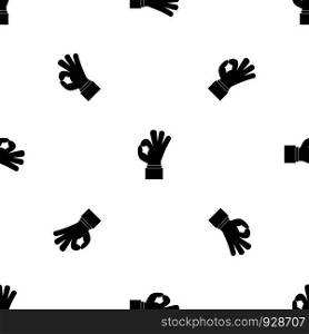 Ok gesture pattern repeat seamless in black color for any design. Vector geometric illustration. Ok gesture pattern seamless black
