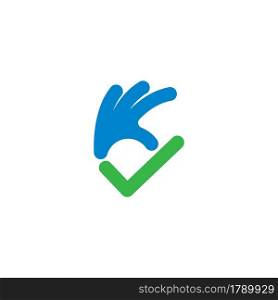 ok hand gesture check mark icon vector illustration design template