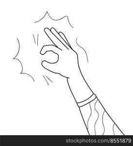 OK hand gesture, like giving concept vector in doodle style. Cool, OK sign. Volunteers icon. Give review, impression, friendship. Followers like content.. OK hand gesture, like giving concept vector in doodle style. Cool, OK sign. Volunteers icon. Give review, impression, friendship.