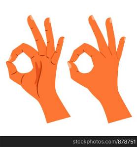 Ok hand sign vector illustration. Okay gesture, agree or perfect symbol isolated on white background. Okay gesture, agree or perfect symbol