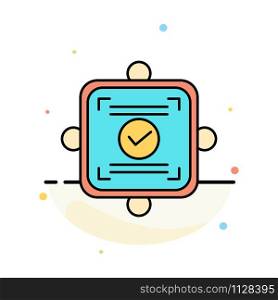 Ok, Report, Card, Agreement Abstract Flat Color Icon Template