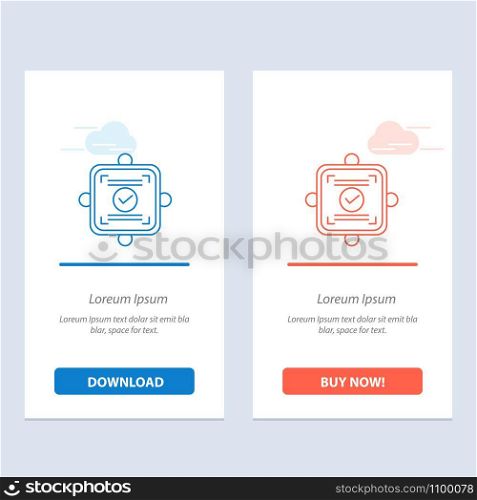Ok, Report, Card, Agreement Blue and Red Download and Buy Now web Widget Card Template