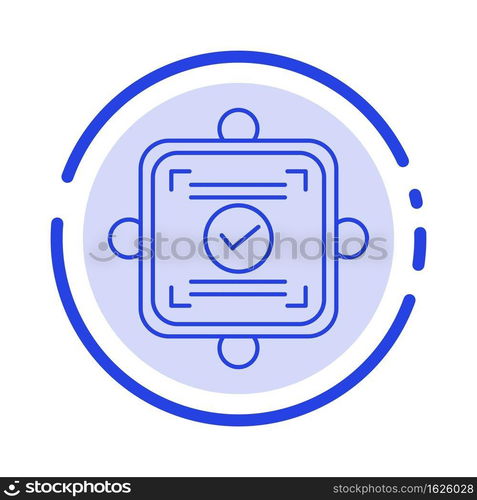 Ok, Report, Card, Agreement Blue Dotted Line Line Icon