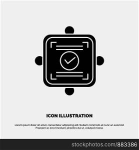Ok, Report, Card, Agreement solid Glyph Icon vector