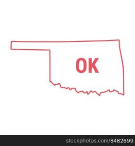 Oklahoma US state map red outline border. Vector illustration isolated on white. Two-letter state abbreviation.. Oklahoma US state map red outline border. Vector illustration. Two-letter state abbreviation