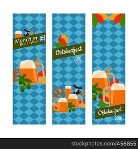 Oktoberfest 2016 vertical banners isolated on white. Vector illustration. Oktoberfest 2016 vertical banners