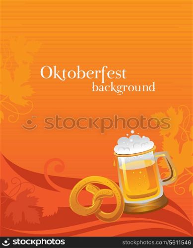 Oktoberfest background with beer and pretzel