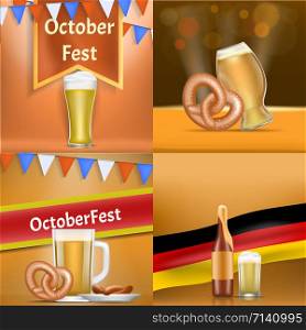 Oktoberfest banner set. Realistic illustration of oktoberfest vector banner set for web design. Oktoberfest banner set, realistic style