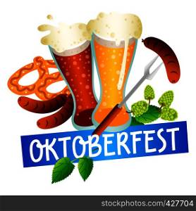Oktoberfest beer fest logo. Isometric of oktoberfest beer fest vector logo for web design isolated on white background. Oktoberfest beer fest logo, isometric style