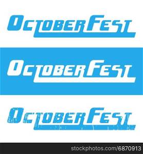 Oktoberfest beer festival header text. Oktoberfest beer festival blue and white header text. Vector illustration.