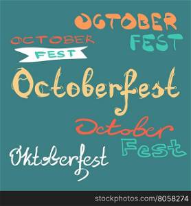 Oktoberfest beer label. Typographic poster with hand drawn lettering.
