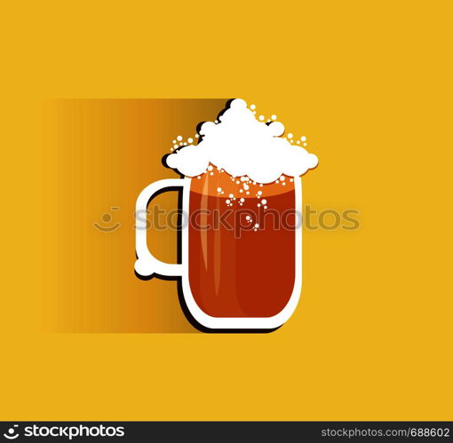 Oktoberfest beer mug with long shadow.Vector illustration.